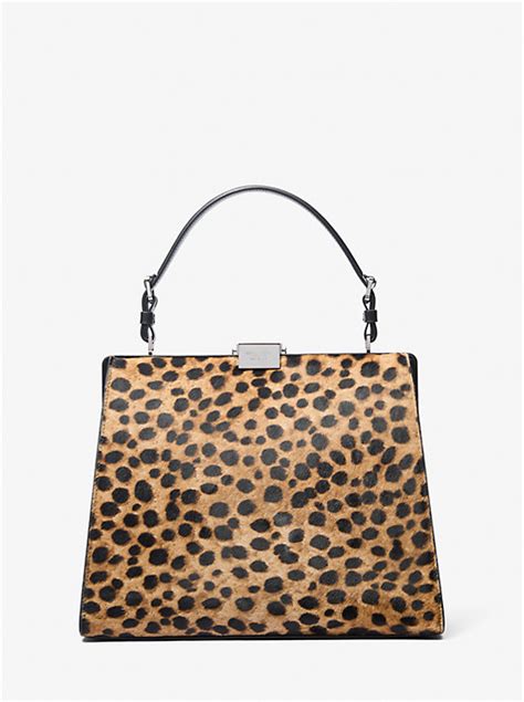 Simone Cheetah Print Calf Hair Satchel 